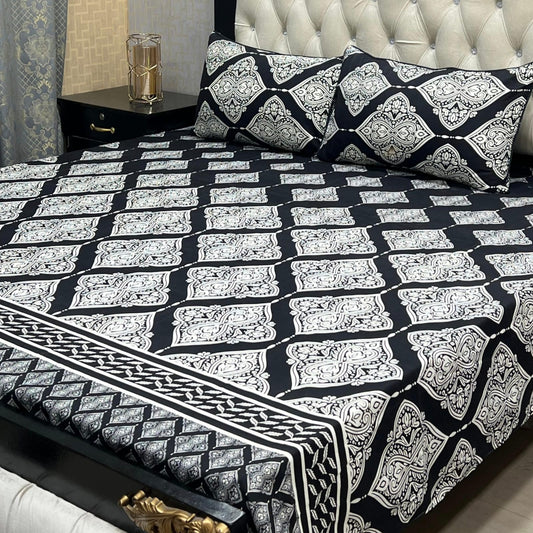 MAHROSH 3D Crystal Cotton Bedsheet - Design 012