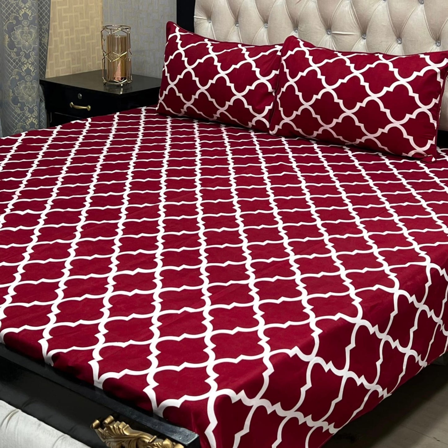 MAHROSH 3D Crystal Cotton Bedsheet - Design 034