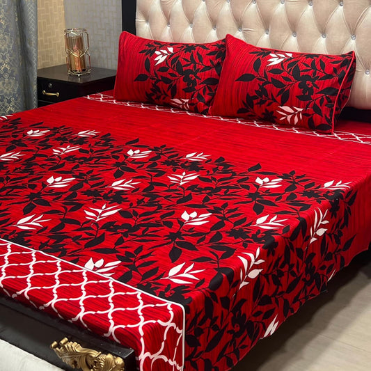 MAHROSH 3D Crystal Cotton Bedsheet - Design 057