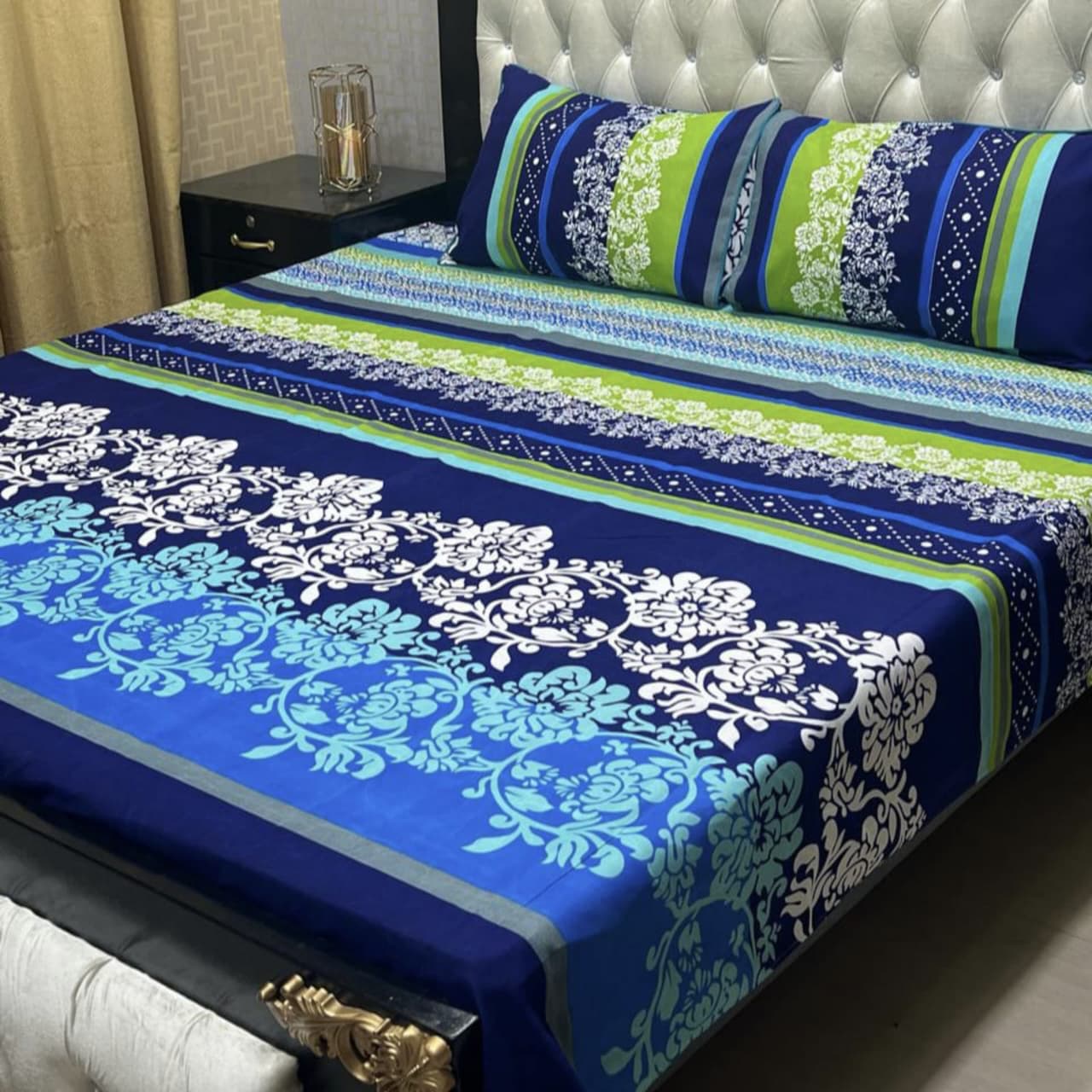 MAHROSH 3D Crystal Cotton Bedsheet - Design 070