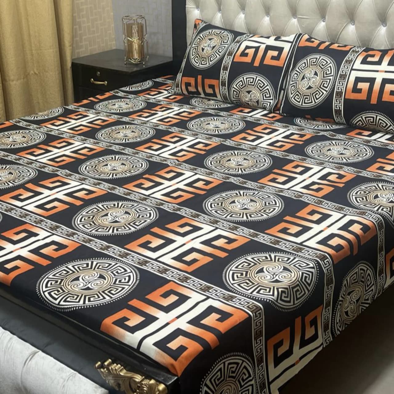MAHROSH 3D Crystal Cotton Bedsheet - Design 062