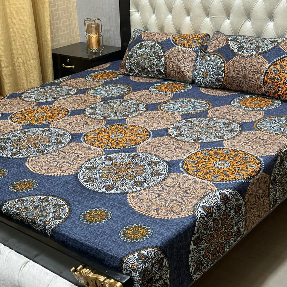 MAHROSH 3D Crystal Cotton Bedsheet - Design 001