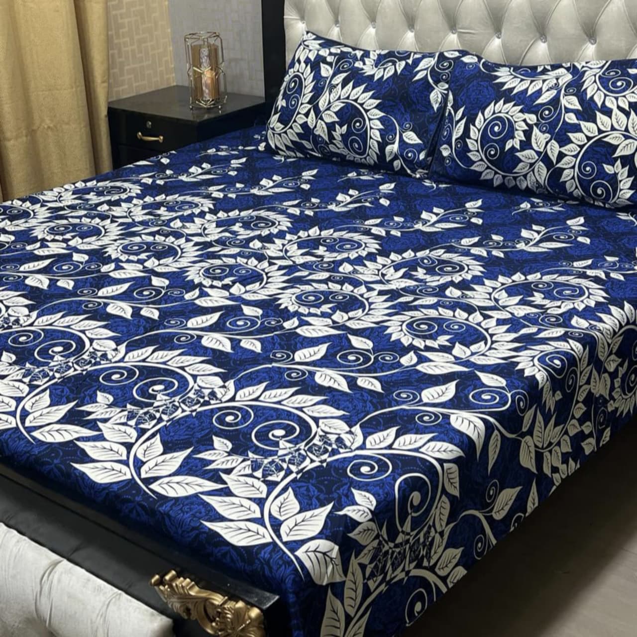 MAHROSH 3D Crystal Cotton Bedsheet - Design 056