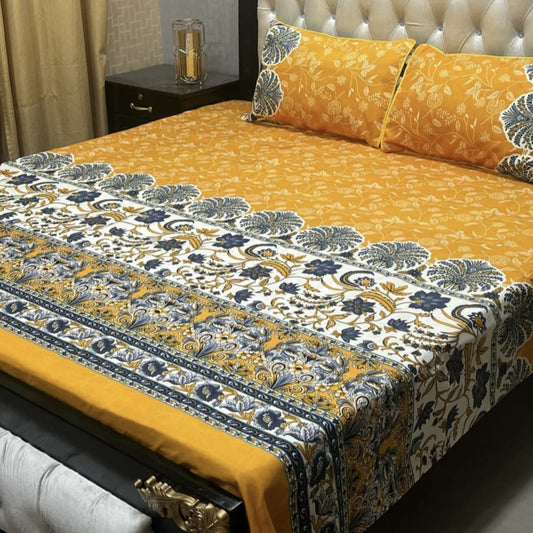 MAHROSH 3D Crystal Cotton Bedsheet - Design 063