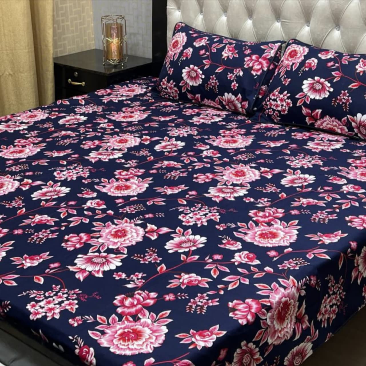 MAHROSH 3D Crystal Cotton Bedsheet - Design 067