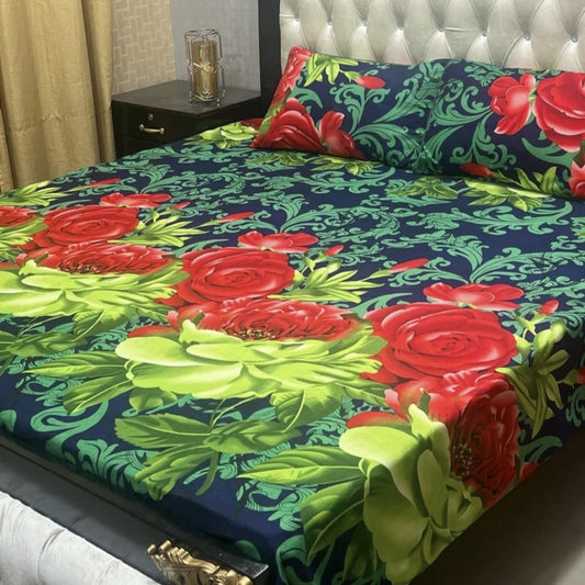 MAHROSH 3D Crystal Cotton Bedsheet - Design 080