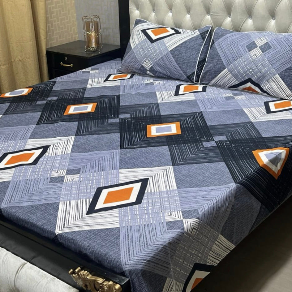 MAHROSH 3D Crystal Cotton Bedsheet - Design 007