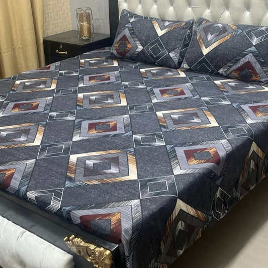 MAHROSH 3D Crystal Cotton Bedsheet - Design 006