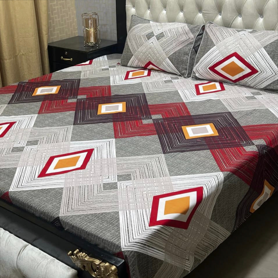 MAHROSH 3D Crystal Cotton Bedsheet - Design 014