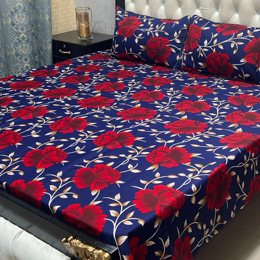 MAHROSH 3D Crystal Cotton Bedsheet - Design 055