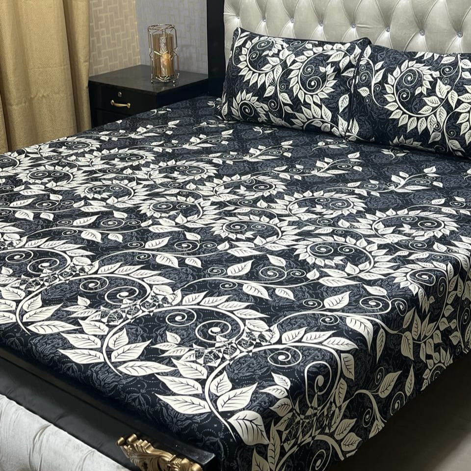 MAHROSH 3D Crystal Cotton Bedsheet - Design 060