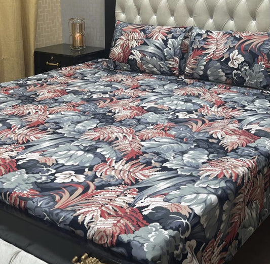 MAHROSH 3D Crystal Cotton Bedsheet - Design 079
