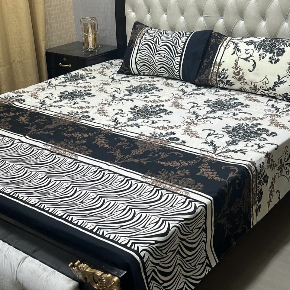 MAHROSH 3D Crystal Cotton Bedsheet - Design 078
