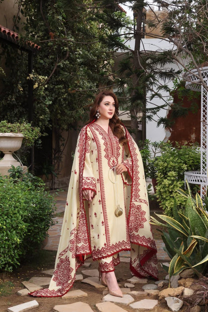 Aneelas Dhanak 3 PCS Embroidered