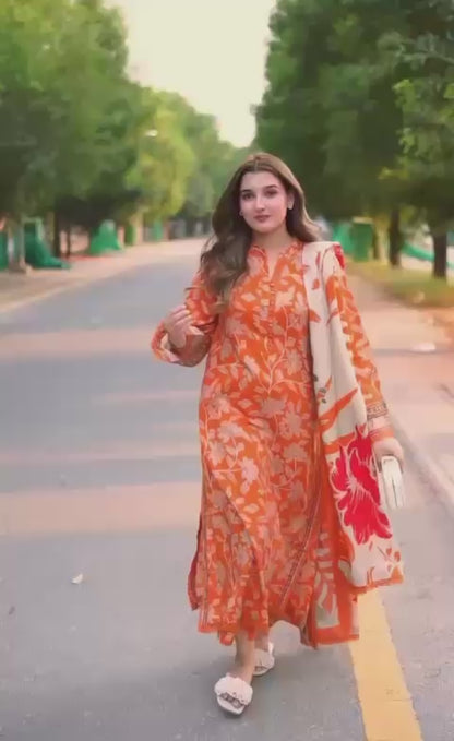 Aneelas Lawn Printed Embroidered 3 pcs